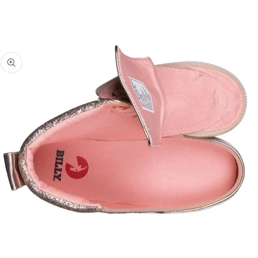 BILLY Classic Lace High Unicorn Glitter Sneaker - Rose Gold Kids Size 7